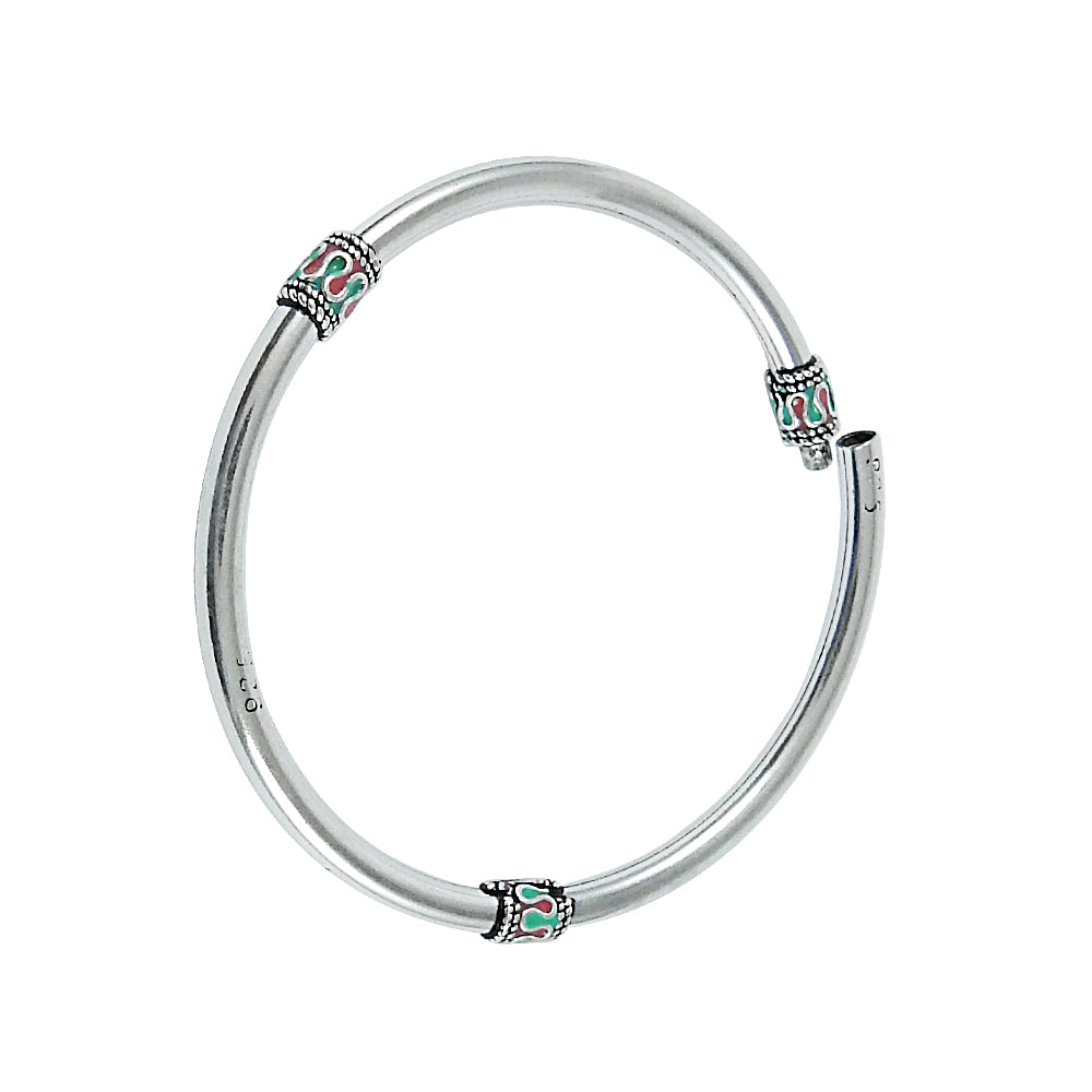 925 Sterling Silver Enamel Cuff Bangle