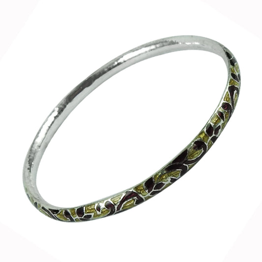 Solid 925 Sterling Silver Enamel Cuff Bangle