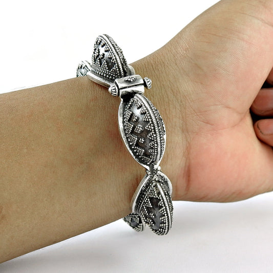 Solid 925 Sterling Silver Artisan Bangle Oxidized Jewelry