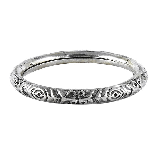 Solid 925 Sterling Silver Hollow Bangle Women Jewelry