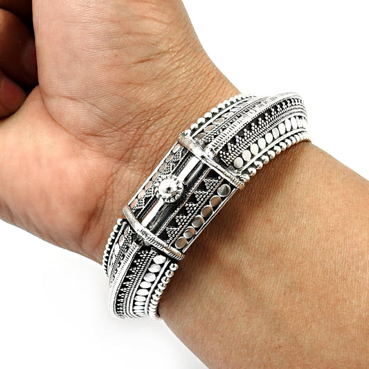 Solid 925 Sterling Silver Indian Artisan Bangle Jewelry