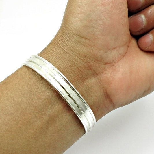 Solid 925 Sterling Silver Cuff Bangle Indian Jewelry