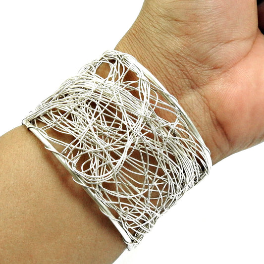 Solid 925 Sterling Silver Filigree Cuff Bangle