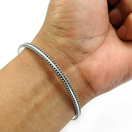 Solid 925 Sterling Silver Women Gift Bangle