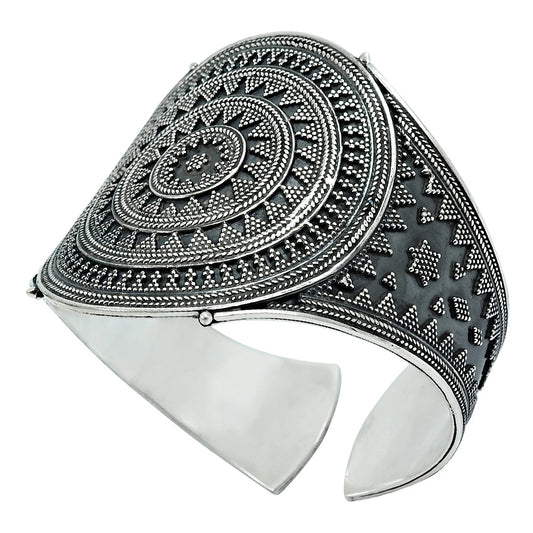 Solid 925 Sterling Silver Indian Artisan Cuff Bangle