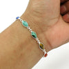 Healing Chakra Bracelet Natural Multi Gemstone 925 Silver Statement Jewelry