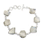 Natural Rainbow Moonstone 925 Solid Silver Rough Stone Bracelet