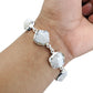 Natural Rainbow Moonstone 925 Solid Silver Rough Stone Bracelet