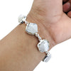 Natural Rainbow Moonstone 925 Solid Silver Rough Stone Bracelet