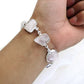 Natural Rose Quartz 925 Solid Silver Rough Stone Bracelet