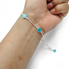 Round Turquoise Stone 925 Silver December Birth Mother Chain Bracelet Jewelry