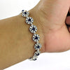 Solid 925 Sterling Silver Iolite White CZ Inlay Bracelet