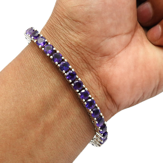 Amethyst Gemstone HANDMADE Jewelry 925 Sterling Silver Bracelet