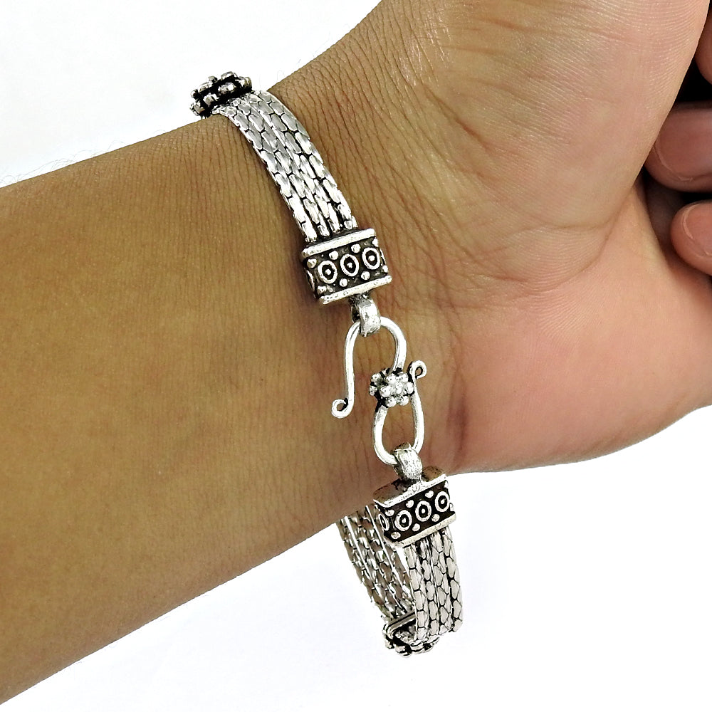 Solid 925 Sterling Silver Statement Bracelet Handmade Jewelry