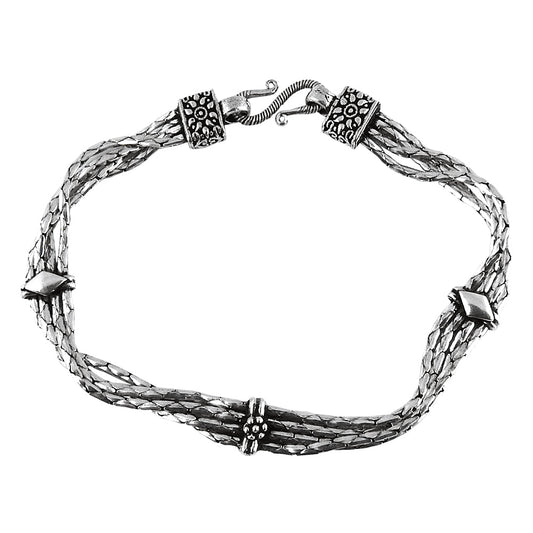 925 Sterling Oxidized Silver Intertwined Chain Bracelet