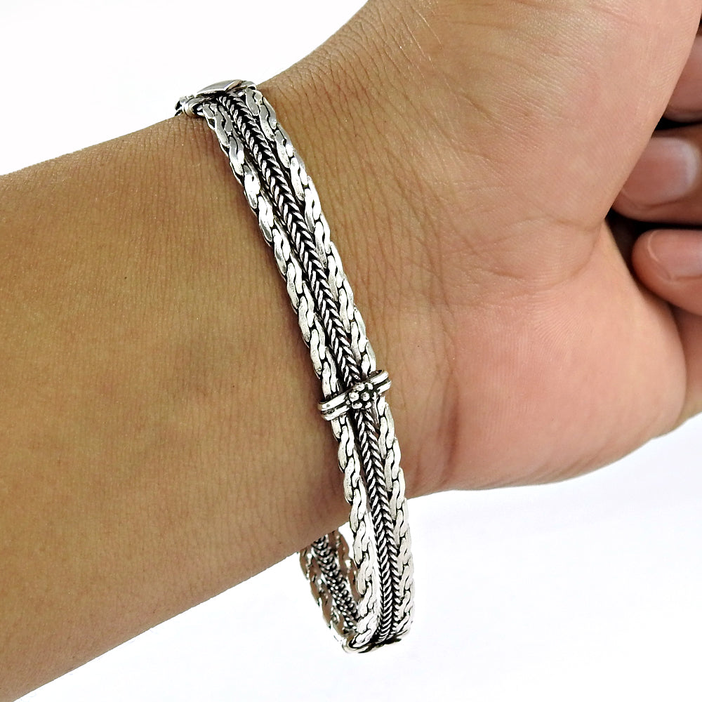 Solid 925 Sterling Silver Handmade Statement Bracelet