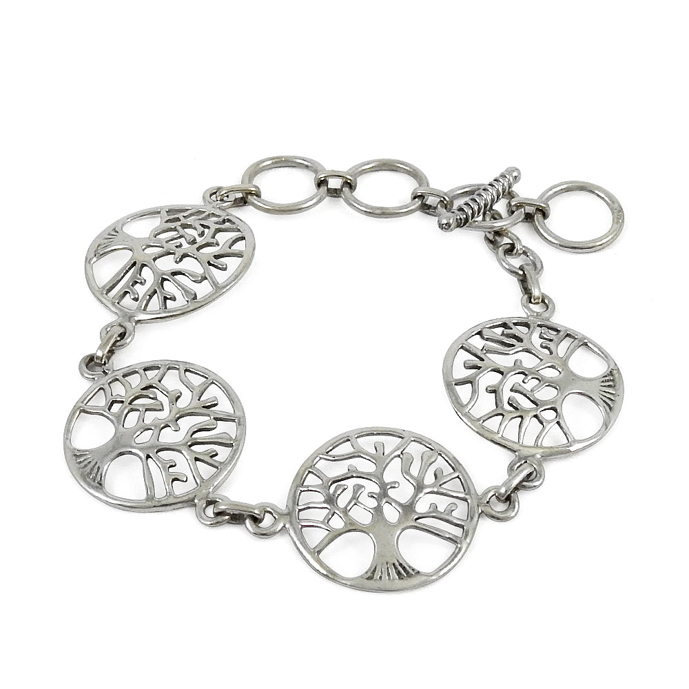 Solid 925 Sterling Silver Tree of Life Bracelet