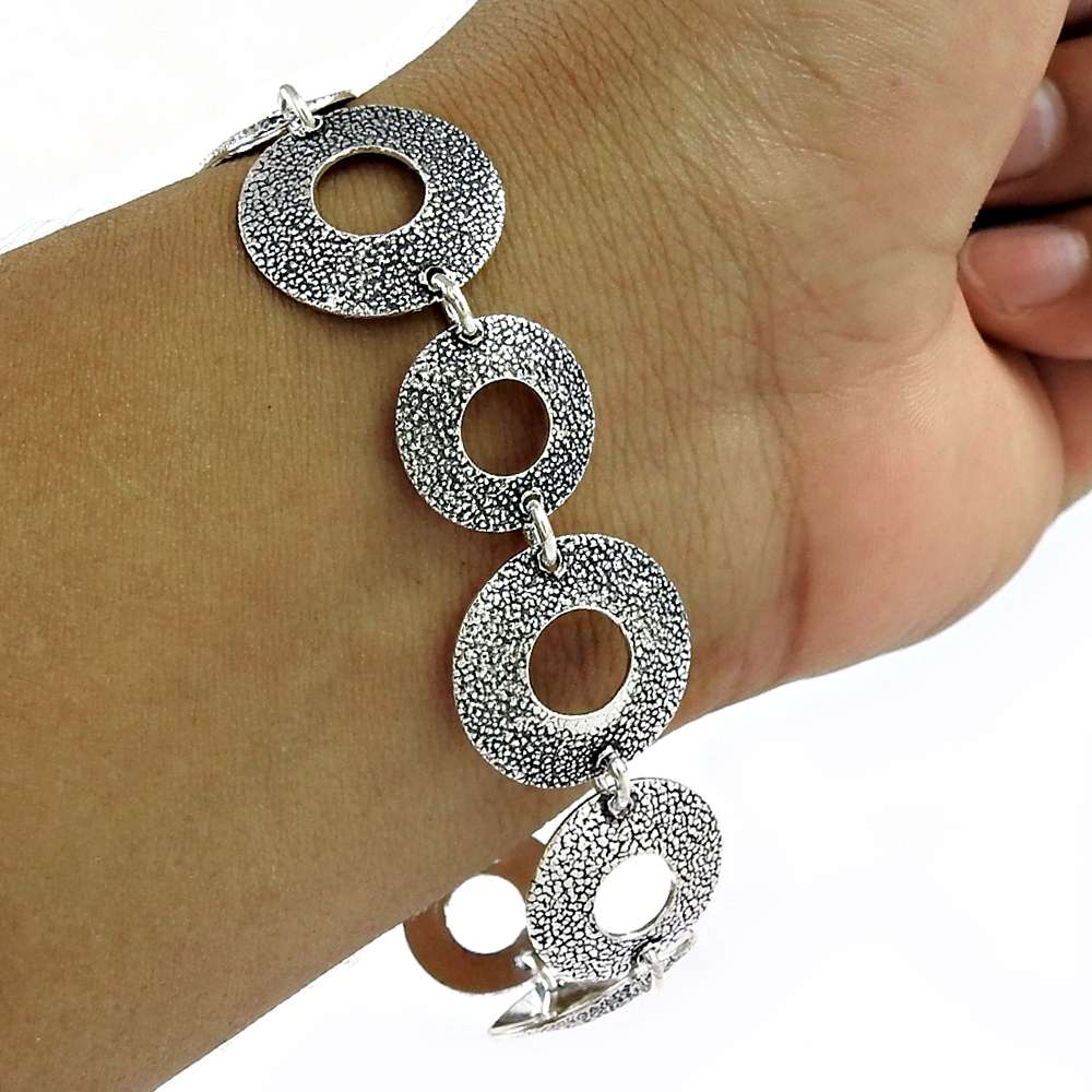 925 Sterling Oxidized Silver Ethnic Bracelet