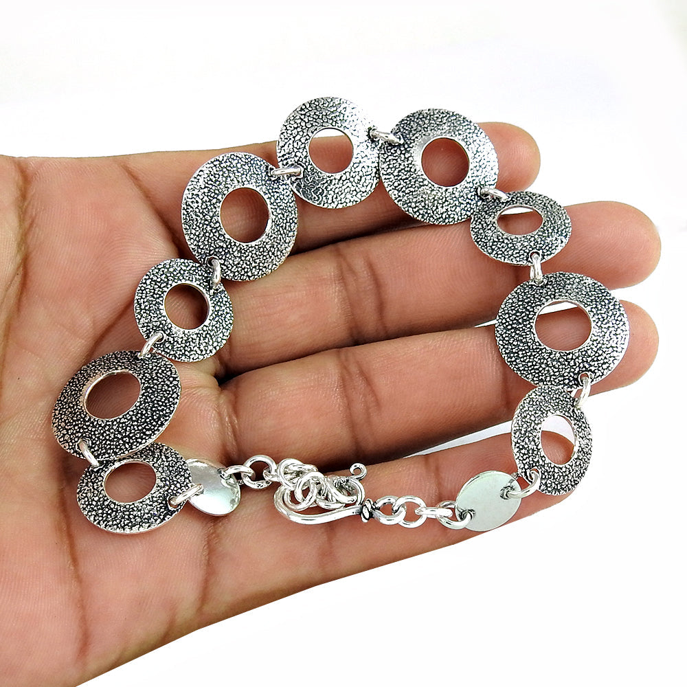 925 Sterling Oxidized Silver Ethnic Bracelet