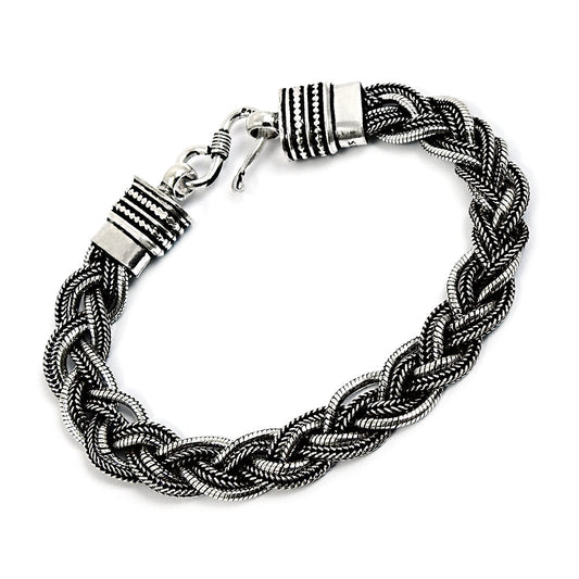 Intertwined Chain Bracelet 925 Sterling Oxidized Silver Jewelry