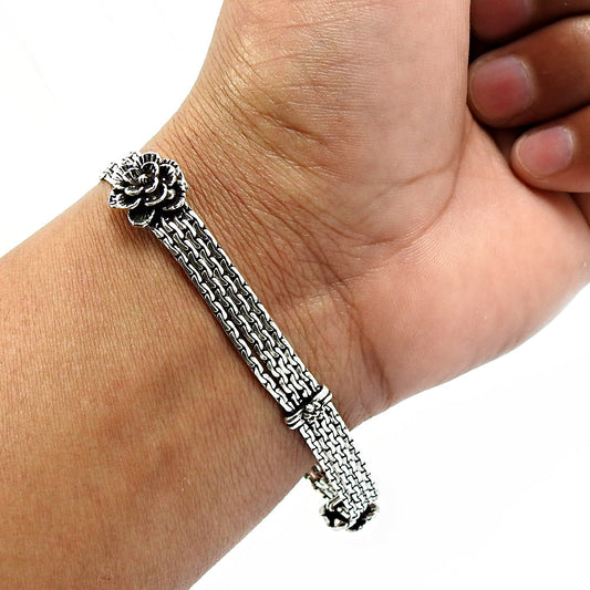 Solid 925 Sterling Silver Bracelet Statement Jewelry