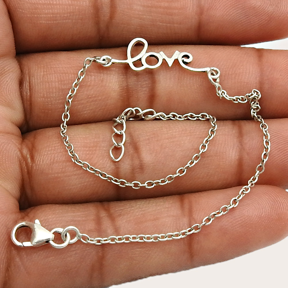 925 Sterling Silver Chain Love Bracelet