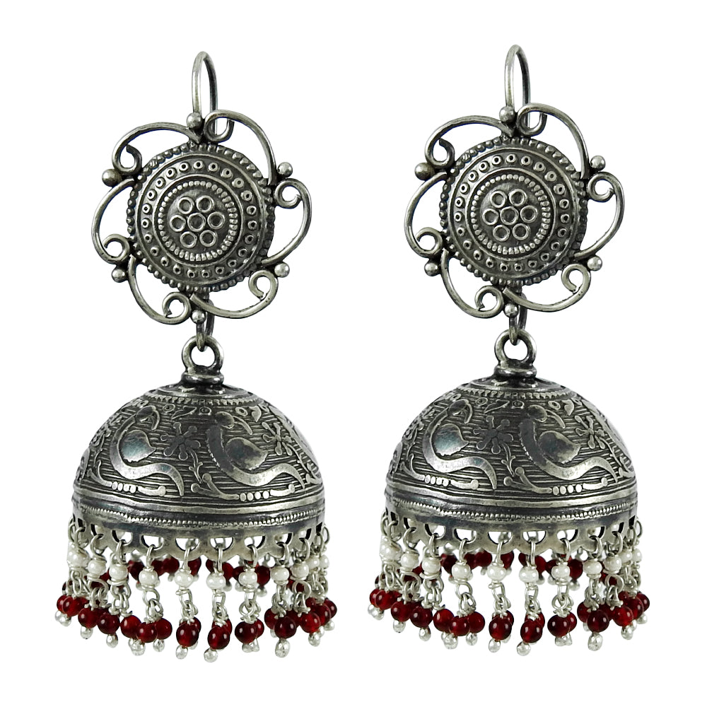 Woman Gift Natural Garnet Drop Dangle Vintage Earrings 925 Silver J59