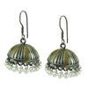 Round Natural Pearl 925 Solid Silver Bezel Jhumki Dangle June Sister Earrings