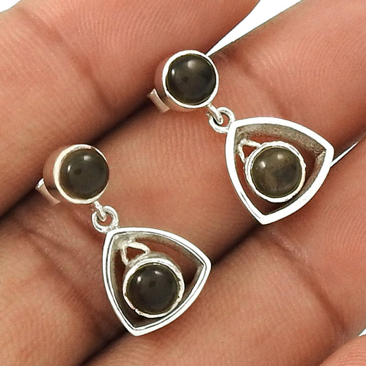 Gift For Her 925 Silver Natural Smoky Quartz Drop Dangle Ethnic Earrings S49