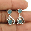 Natural Chalcedony Gemstone Dangle Ethnic Earrings 925 Silver For Women F3