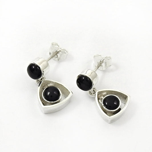 Natural Black Onyx Gemstone Drop Dangle Vintage Earrings 925 Sterling Silver For Girls