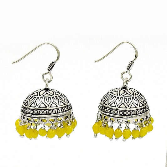 Gift For Woman Girl Natural Yellow Onyx Drop Dangle Jhumki Earrings 925 Silver D45