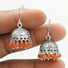 Natural Carnelian Gemstone Jhumki Earrings 925 Silver Wholesale Jewelry B9