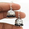 Gift For Her Natural Black Onyx Dangle Jhumki Earrings 925 Sterling Silver R4