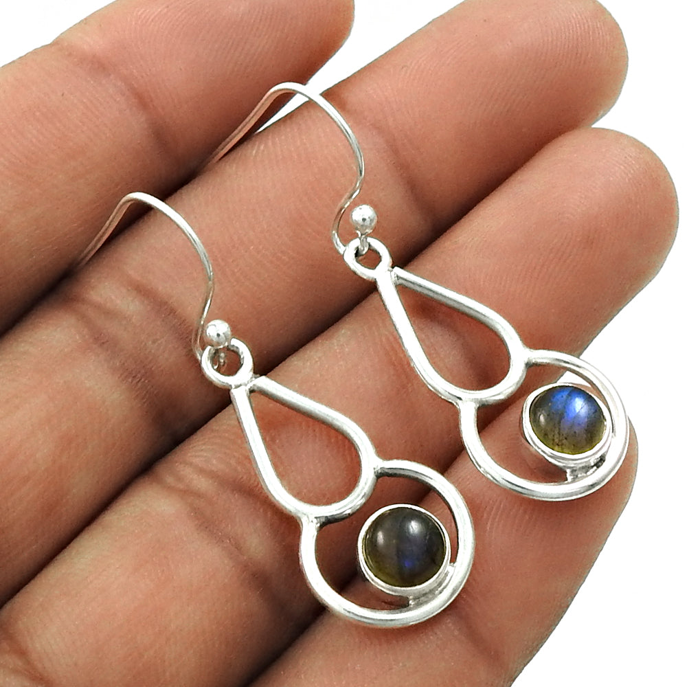 Natural Labradorite 925 Silver Drop Dangle Tribal Earrings For Women W54