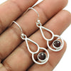 Natural Garnet Gemstone Drop Dangle Vintage Earrings 925 Sterling Silver R4