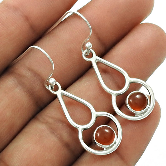 Natural Carnelian Gemstone 925 Silver Drop Dangle Ethnic Earrings For Women S4