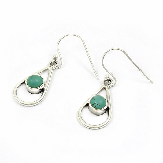 Natural Turquoise Gemstone Drop Dangle Vintage Earrings 925 Silver For Women U4