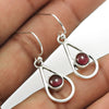 Woman Gift 925 Sterling Silver Natural Garnet Drop Dangle Boho Earrings T4