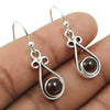 Woman Gift Natural Garnet Drop Dangle Bohemian Earrings 925 Silver G5