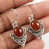 Natural Carnelian Gemstone Drop Dangle Bohemian Earrings 925 Silver For Girls F6