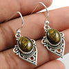 Gift For Her Natural Tiger Eye Drop Dangle Tribal Earrings 925 Silver R8