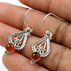 Gift For Woman Dangle Vintage Look Earrings 925 Silver Natural Carnelian H6