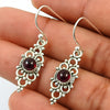 Woman Gift Natural Garnet Gemstone 925 Silver Ethnic Handmade Earrings N31