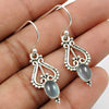 Oval Chalcedony Gemstone 925 Sterling Silver Dangle Drop Vintage Look Earrings