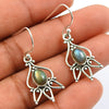 Natural Labradorite Gemstone 925 Silver Drop Dangle Ethnic Earrings For Women P6