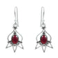 Natural Garnet Gemstone Drop Dangle Tribal Earrings 925 Silver For Girls Q2