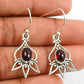 Natural Garnet Gemstone Drop Dangle Tribal Earrings 925 Silver For Girls Q2