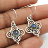 Natural Labradorite Drop Dangle Bohemian Earrings 925 Silver For Women U6