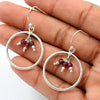 Gift For Woman Drop Dangle Bohemian Earrings 925 Silver Natural Garnet E14